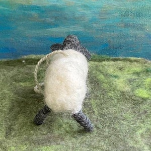 Sheep Ornament, Hand Felted Wool Sheep Ornament, Waldorf Style Sheep, Lamb Wreath Decoration, Farm Animal Nursery Decoration image 5