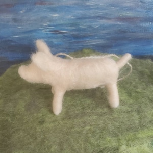 Pig Ornament, Hand Felted Wool Pig, Farm Nursery Decoration, Pig Lover&#39;s Gift,  Cute Little Pink Pig