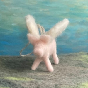 Flying Pig Ornament, Cute Hand Felted Pig with Wings