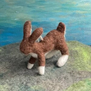 Wild Bunny Ornament, Felted Wool Rabbit Ornament, Cute Brown Bunny Decoration, Rabbit Baby Nursery Decor, Waldorf Style Woodland Creature image 2