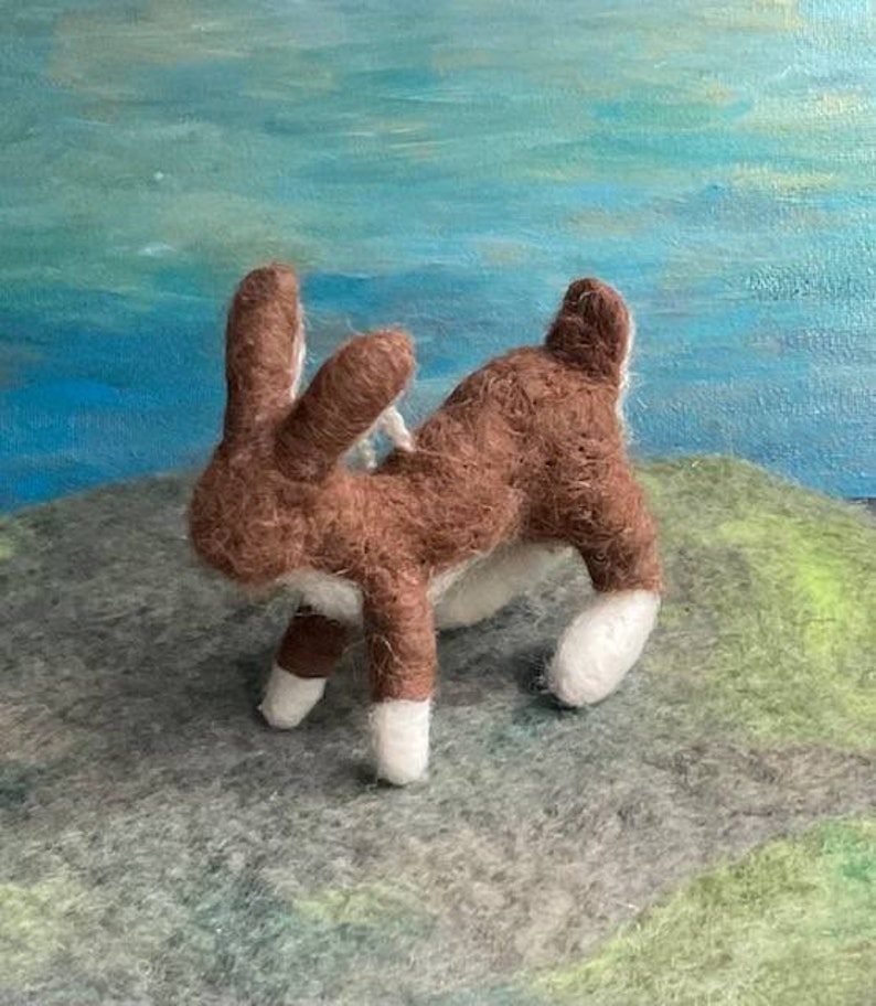 Wild Bunny Ornament, Felted Wool Rabbit Ornament, Cute Brown Bunny Decoration, Rabbit Baby Nursery Decor, Waldorf Style Woodland Creature image 2