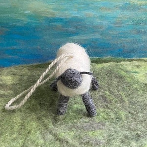 Sheep Ornament, Hand Felted Wool Sheep Ornament, Waldorf Style Sheep, Lamb Wreath Decoration, Farm Animal Nursery Decoration image 4