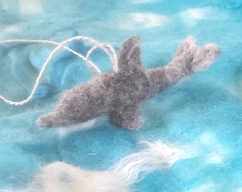 Dolphin Ornament, Hand Felted Bottle Nosed Dolphin