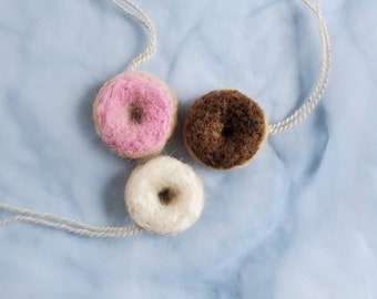 Donut Ornaments, set of three iced donuts