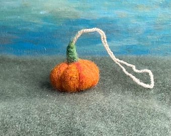 Pumpkin Ornament, Cute hand felted wool pumpkin ornament