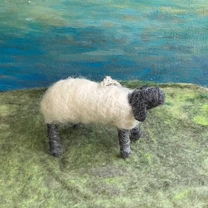 Sheep Ornament, Hand Felted Wool Sheep Ornament, Waldorf Style Sheep, Lamb Wreath Decoration, Farm Animal Nursery Decoration image 2