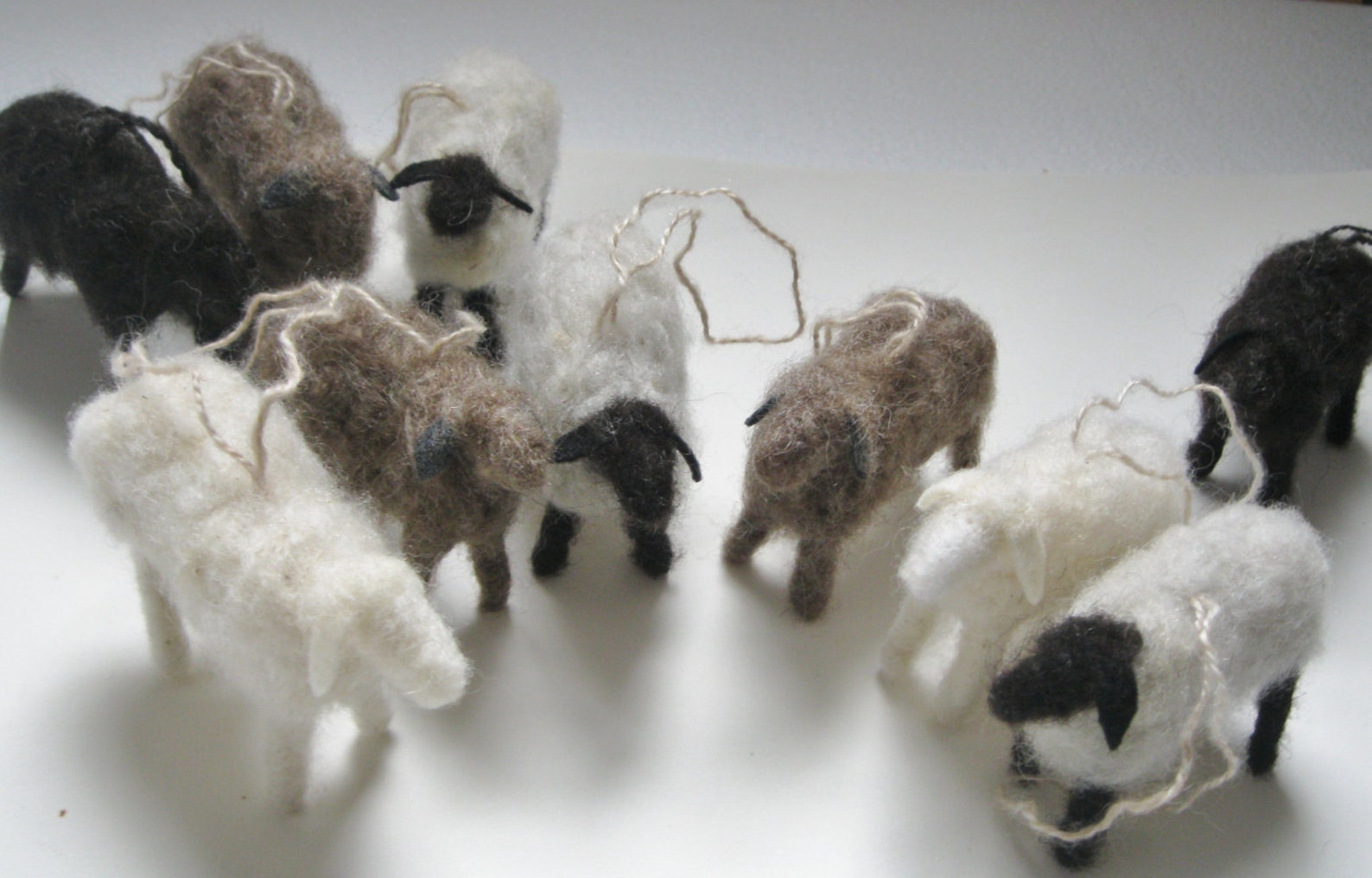 Sheep Ornaments Set of 5 Hand Felted Wool Sheep Ornaments Etsy