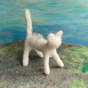 White Cat Ornament, Felted Cat  Handmade Christmas Decoration, Desk Pet, Cat Lovers Gift