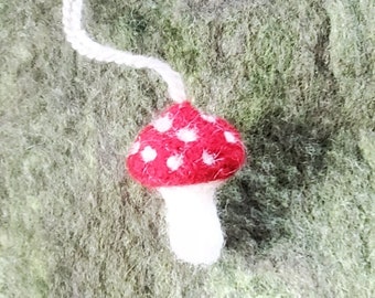 Mushroom Ornament, Cute polka dot felted Mushroom Ornament