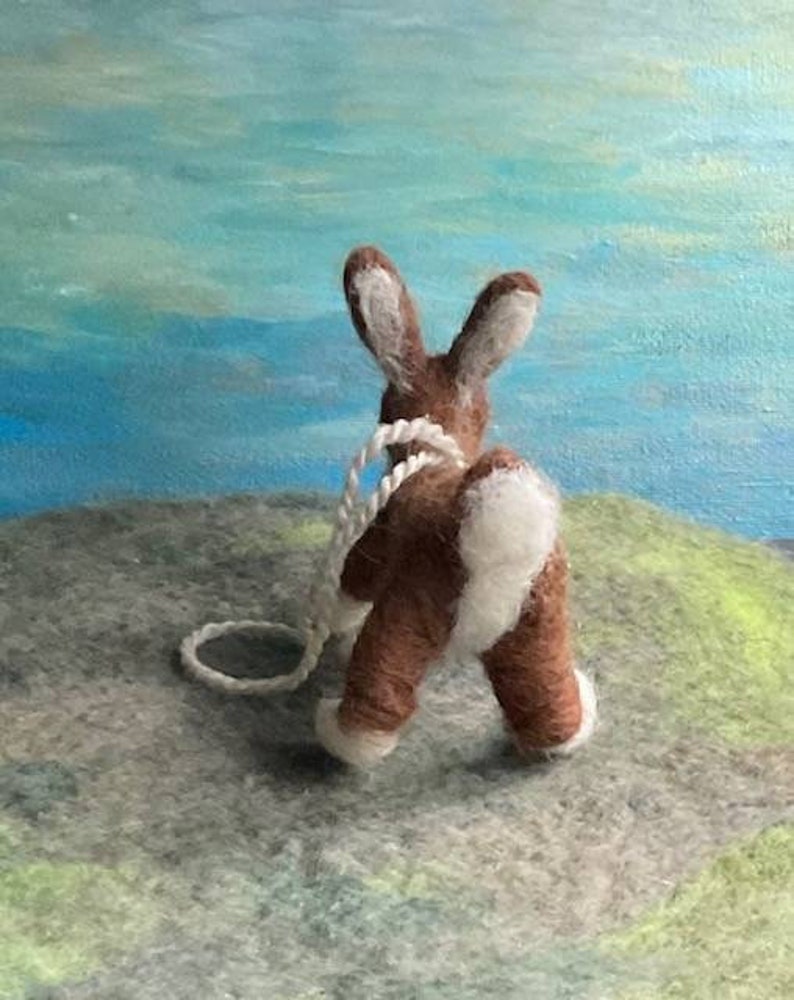 Wild Bunny Ornament, Felted Wool Rabbit Ornament, Cute Brown Bunny Decoration, Rabbit Baby Nursery Decor, Waldorf Style Woodland Creature image 4