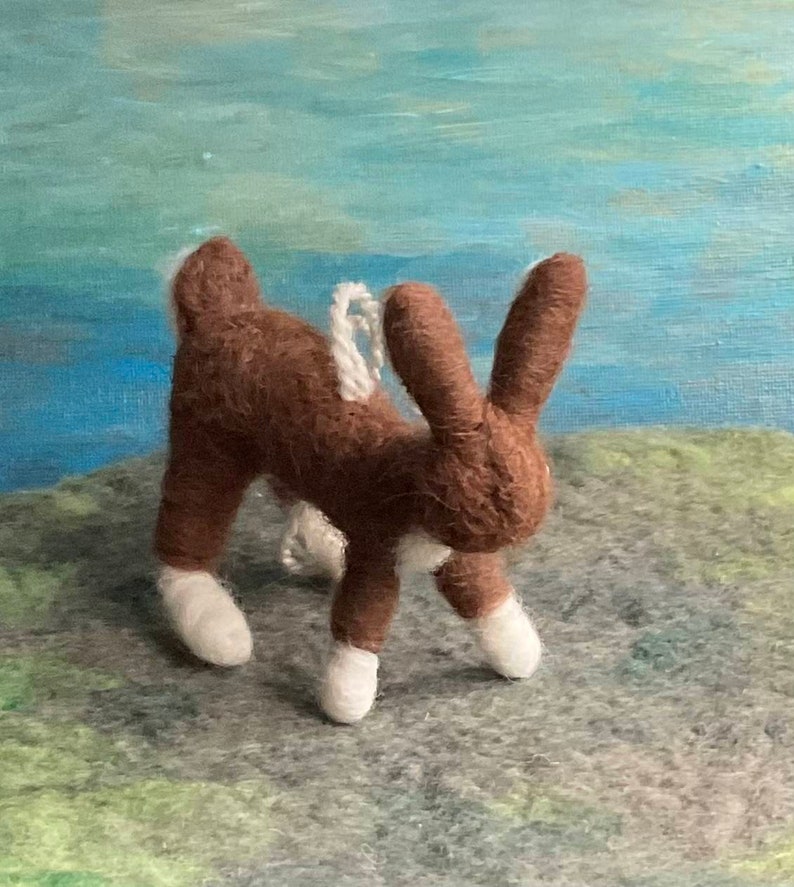 Wild Bunny Ornament, Felted Wool Rabbit Ornament, Cute Brown Bunny Decoration, Rabbit Baby Nursery Decor, Waldorf Style Woodland Creature image 5