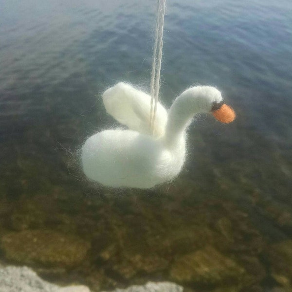 Swan Ornament, Hand Felted Wool Swan Decoration