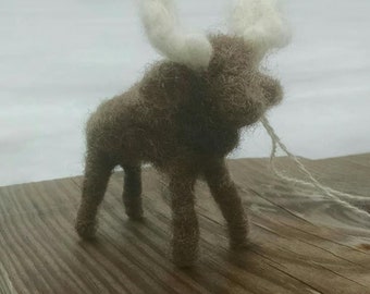 Moose Ornament, Hand Felted Wool Moose Decoration