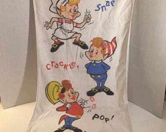 1972 Kellogg’s Rice Krispies Towel–Snap Crackle Pop–20” x 34”