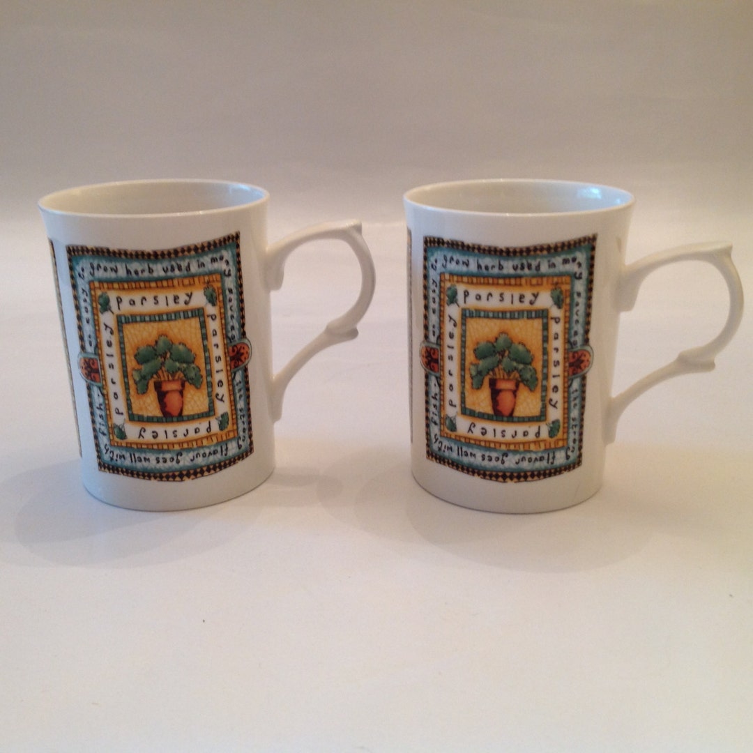 Paul Cardew 2 Coffee Mugs English Coffee Mugs With Parsley Designs Etsy