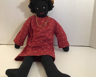 Handmade Black Lady Sock Doll –20 Inches Tall —1940’s Era