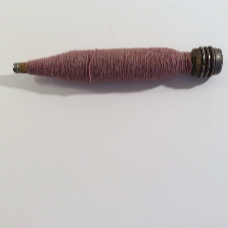 Bobbins---2 Antique Wood Textile Mill Industrial Spools Bobbins Spindles with Thread