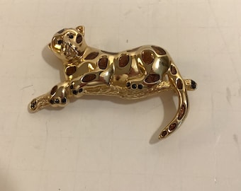 Cheetah / Jaguar Metal Brooch with Inlaid Stones—Premier Designs