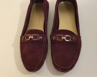 COACH Ladies Slip-On Loafers / Flats Burgundy Suede Size 10M –Fortunata