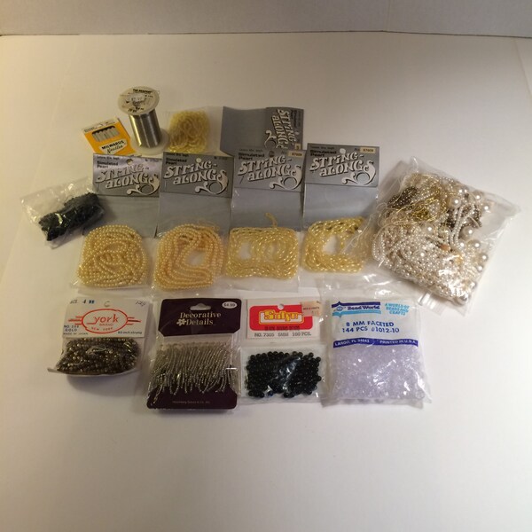 Beading Materials Faux Pearls, Glass Beads, etc. Most New In Package