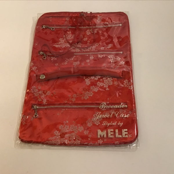 Vintage / NEW Mele Rayon Satin Brocade Jewel Case / Travel Jewelry Roll