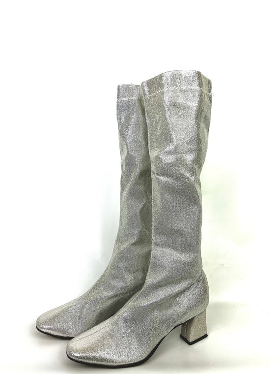 Vintage GoGo Boots // Silver Glitter Boots Gem