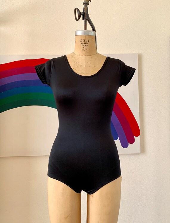 Vintage 1980s Bodysuit // Black Leotard