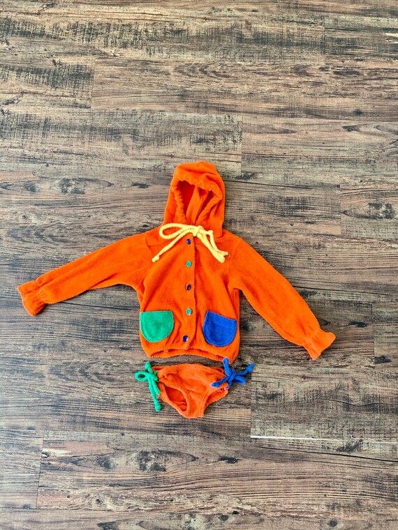 Vintage Beach Baby Set // Terry Cloth Hoodie & Bik