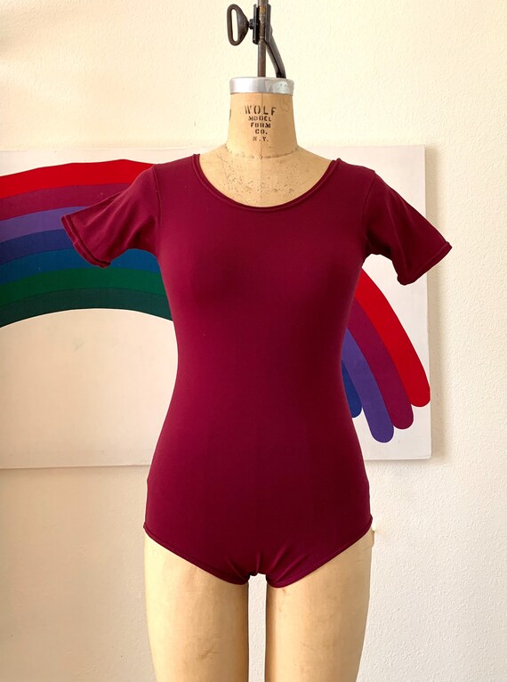 Vintage 1980s Bodysuit // Burgundy Leotard