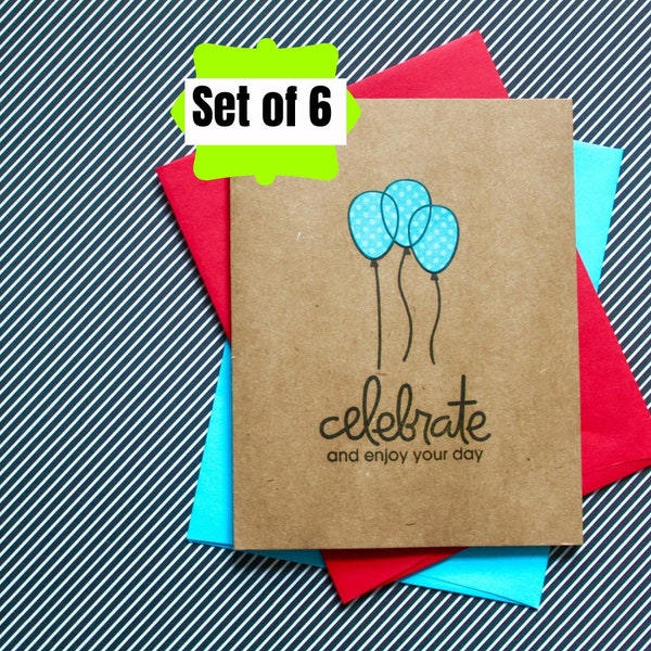 Birthday Card Packs - Happy birthday card pack - Handmade Birthday Card Pack - Balloon Birthday Cards - Hand Made Card set