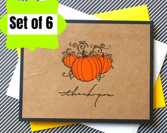 Pumpkin Thank You Cards - Handmade Thank You Notes - Pumpkin Thank You Cards Pack - Fall Wedding Thank You Notes - Halloween Thank Yous