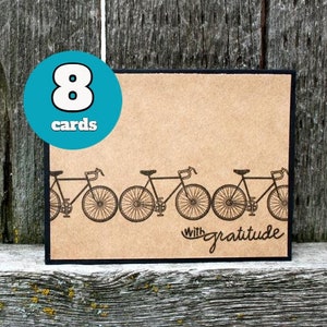 Handmade Bike Thank You Cards - Bicycle Cards - Gratitude Cards - Bicycle Thank You Cards - Bike Cards - Handmade Card Sets - Bike Thank You