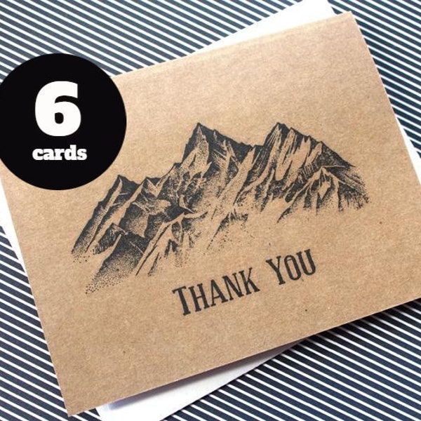 Mountain Thank You Cards - Mountain Wedding Thank You Cards - Handmade Cards - Thank You Cards Pack - Handmade Thank You Cards Mountains