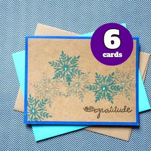 Thank You Cards Winter - Snowflake Thank You Cards - Thank You Card Pack - Handmade Snowflake Cards - Snowflake Thank You Card Pack