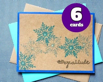 Thank You Cards Winter - Snowflake Thank You Cards - Thank You Card Pack - Handmade Snowflake Cards - Snowflake Thank You Card Pack