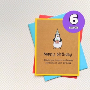Birthday card set - Handmade Birthday Cards - Penguin Birthday Cards - Cute Birthday Cards - Happy Birthday