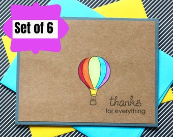 Hot Air Balloon Thank You Cards - Thank You Card Pack - Hot Air Balloon Cards - Birthday Thank You Cards