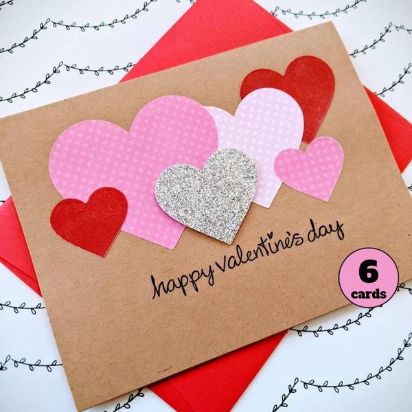 Heart Valentine Card Set, Heart Valentine, Handmade Valentines, Handmade Card Set, Pretty Valentines, Valentines Day Hearts, Valentine