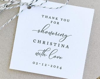 Custom Shower Favor Tags: Showering with Love, Set of 24