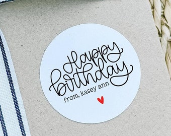 Personalized Birthday Gift Stickers: Round Happy Birthday Tag