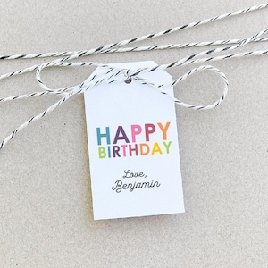 Happy birthday gift tags, simple birthday tags, custom gift tags, kids gift tags, tags for kids gifts, SET OF 24