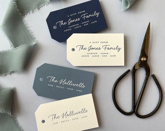 Personalized Family Name Gift Tags: Custom To From Tags, Set of 24