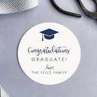 Custom Graduation Labels, Round Labels, Graduation Party Favor Labels ...