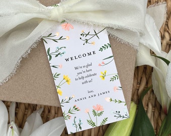 Wildflower gift tags, wildflower tags, wildflower wedding tags, simple floral tag, welcome tag, shower tag, customizable gift tag, set of 12