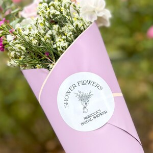 Flower Bouquet Bar Stickers: Bridal & Baby Shower Favors (Set of 12)