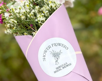 Flower Bouquet Bar Stickers: Bridal & Baby Shower Favors (Set of 12)