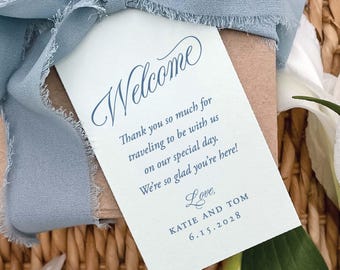 Personalized Wedding Welcome Bag Tags, Destination Wedding Welcome Tags, Guest Welcome Note, Gift Bag Tags, Wedding Weekend (Set of 12)