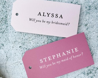 Personalized Bridesmaid Gift Tags, Custom Wedding Party Favor Tags