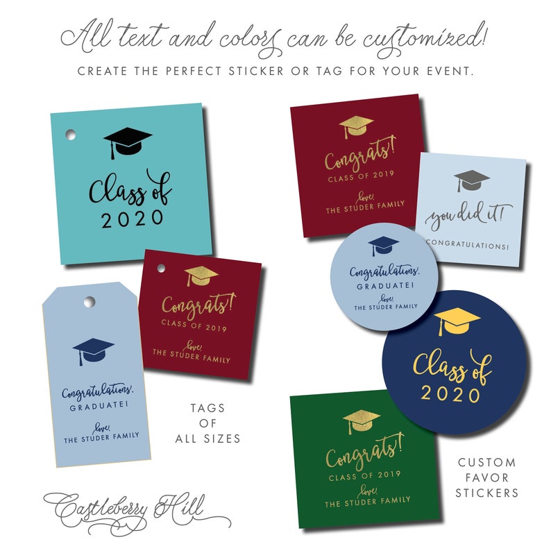 PRINTED graduation gift tags, graduation gift, graduation party favor, graduation gift for him, graduation gift for her, SET OF 24 image 4