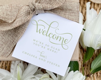 Printed Wedding Welcome Gift Tags: Square Favor Tags